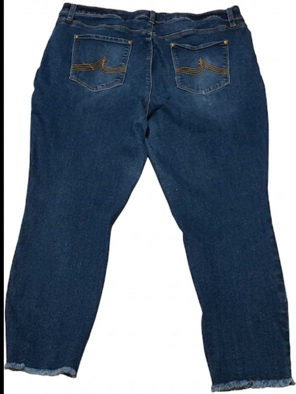 Women's Size 18 Dark Blue Distressed Cropped Ankle Jeans Plus Size - Picture 3 of 5